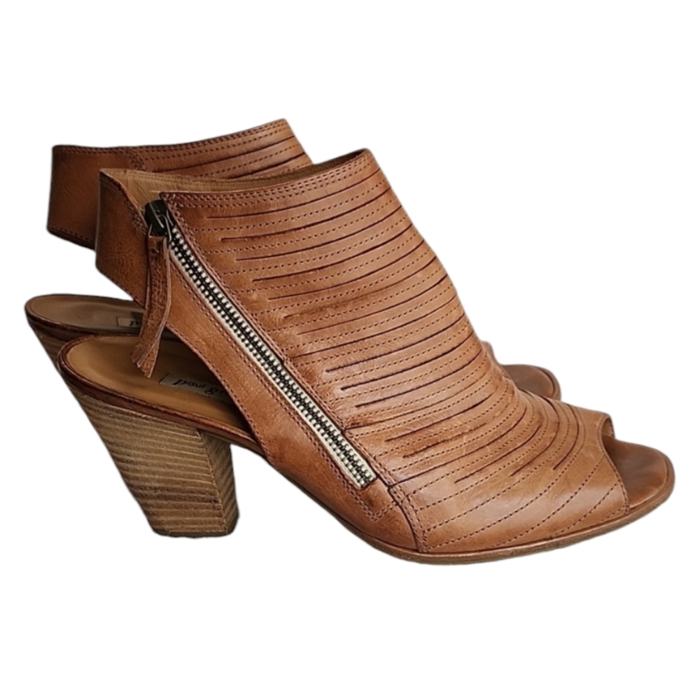 Paul Green Cayenne Bootie 3.5” Heel Open Toe size: UK 6.5 US 9. Brown Leather